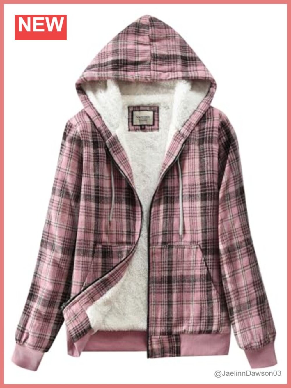 Sherpa Lined Plaid Zip Flannel Hoodie Jacket Casual Winter Coat